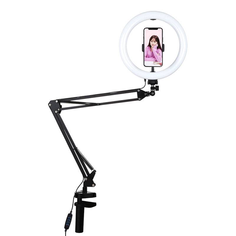 Tischarmständer Puluz mit 26cm LED Vlogging Ring PKT3090B