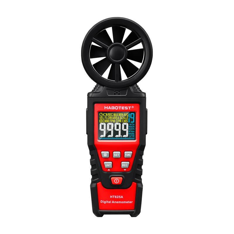 Habotest HT625A Digitales Anemometer, 0,4-30 m/s, HD-Farbdisplay, Volumenstrom