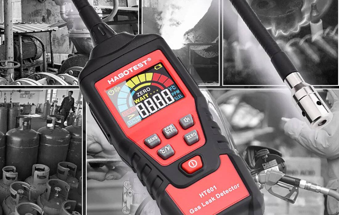 Gasleckdetektor Habotest HT601B mit HD-LCD-Display, Temperaturmessung und Alarmfunktion
