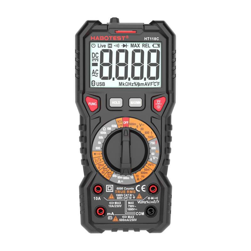 Digitales Multimeter mit Taschenlampe Habotest HT118C, True RMS, NCV, Batterietest