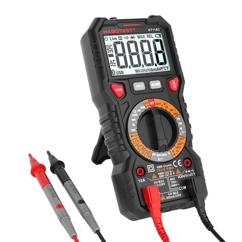 Digitales Multimeter mit Taschenlampe Habotest HT118C, True RMS, NCV, Batterietest
