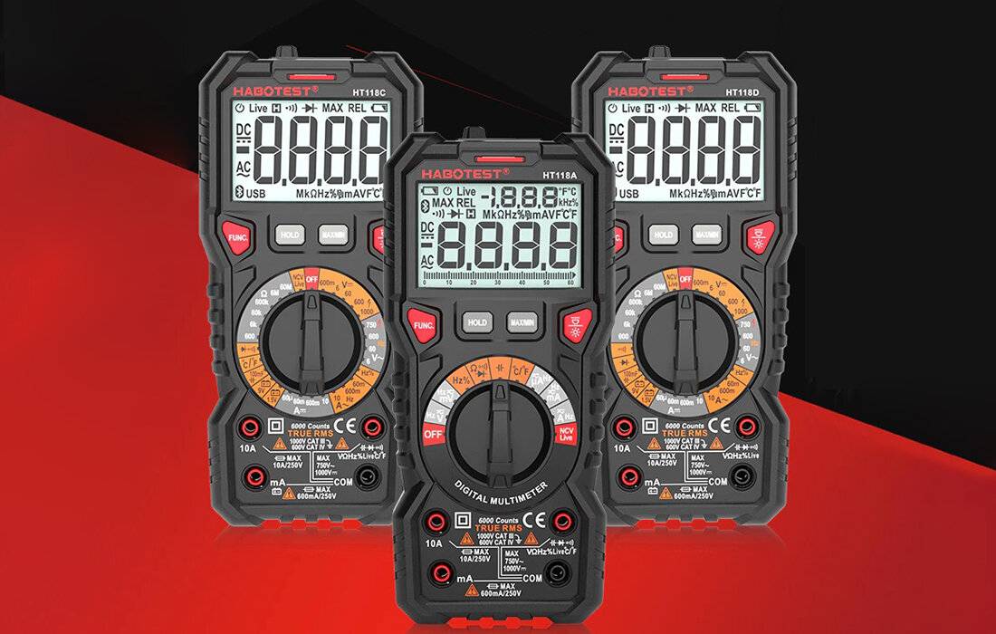 Digital-Multimeter Habotest HT118C, True RMS, NCV, Batterietest, Temperaturmessung
