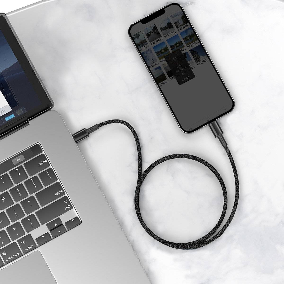USB-C auf Lightning Baseus High Density Braided Cable, 20W, PD, 2m (weiß)
