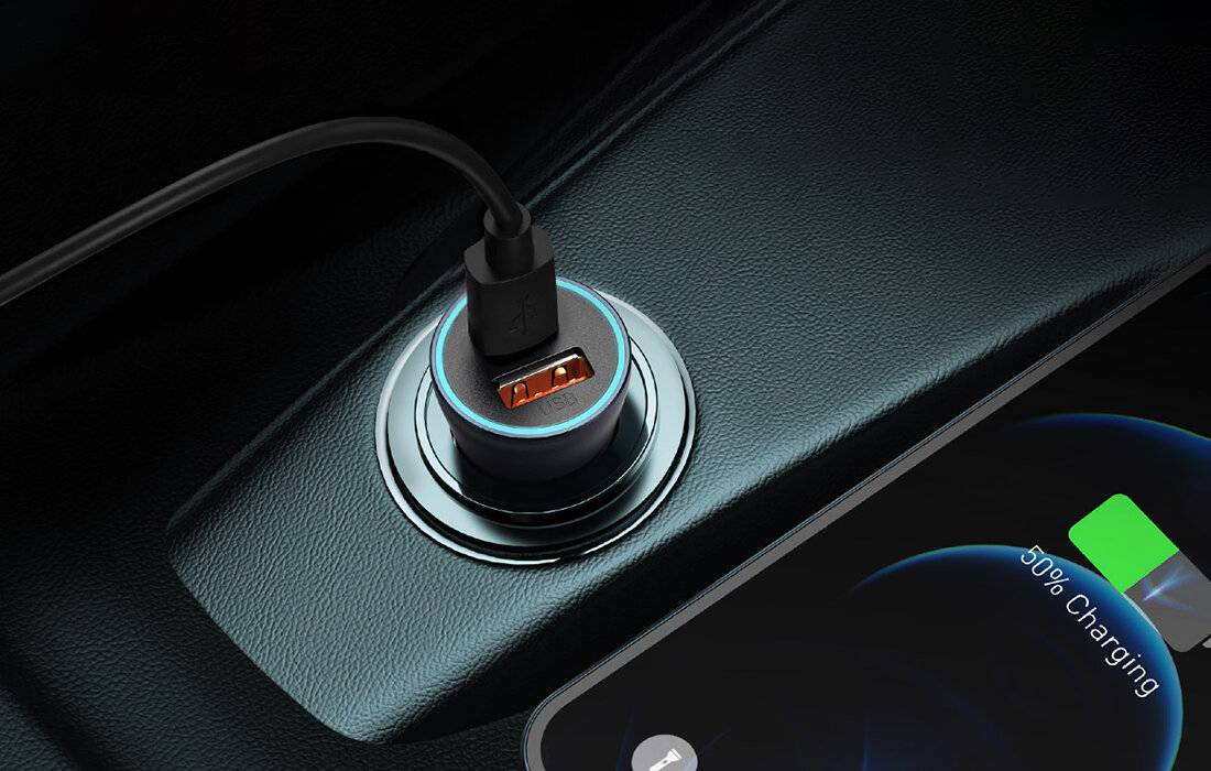 Baseus Golden Contactor Pro Autoladegerät, 2x USB, 40W (grau)