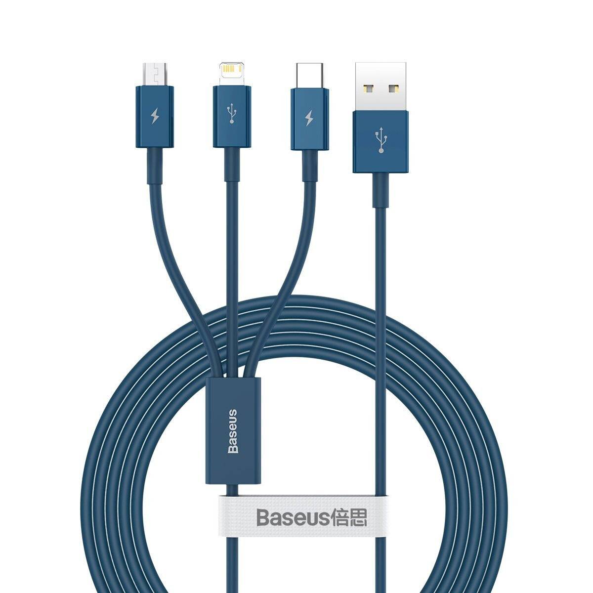 USB-Kabel 3in1 Baseus Superior Series, USB zu micro USB / USB-C / Lightning, 3.5A, 1.5m (blau)