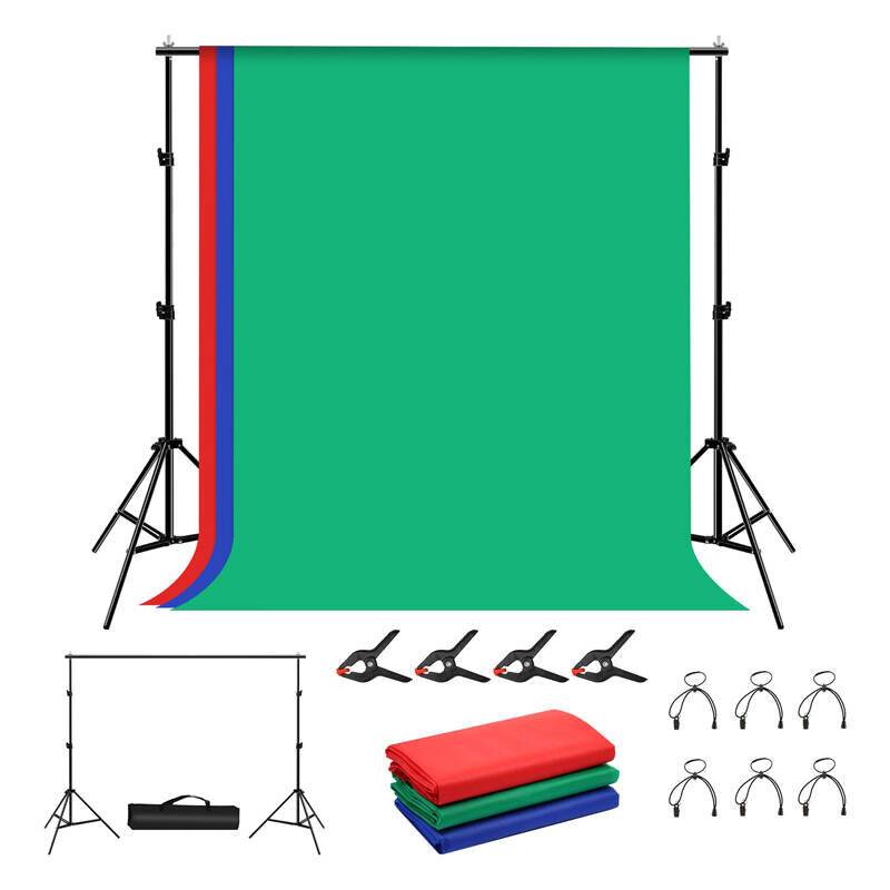 Fotostudio Hintergrund Unterstützung Puluz 2x2m + Backdrops 3 Stück PKT5204