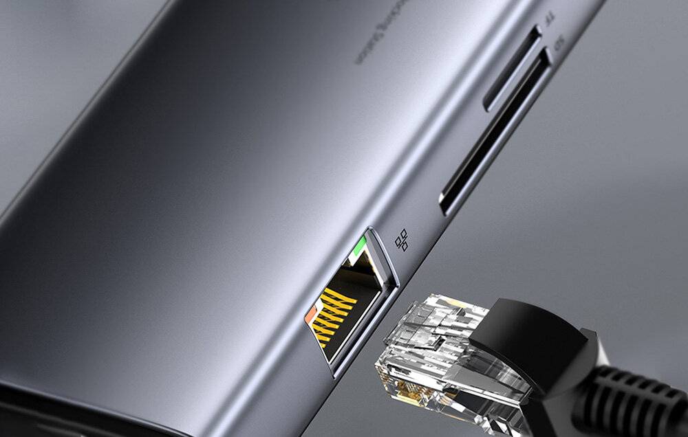 Hub 11in1 Baseus Metal Gleam Series, USB-C 3x USB 3.0 + 2x HDMI PD Ethernet RJ45 microSD/SD VGA