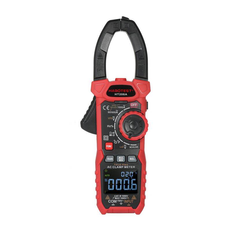 Habotest HT208D Digitales Stromzangenmessgerät, AC/DC, 1000A, True RMS, CAT IV