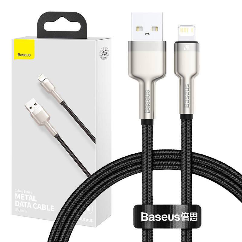 USB-Kabel für Lightning Baseus Cafule, 2.4A, 0,25m (schwarz)