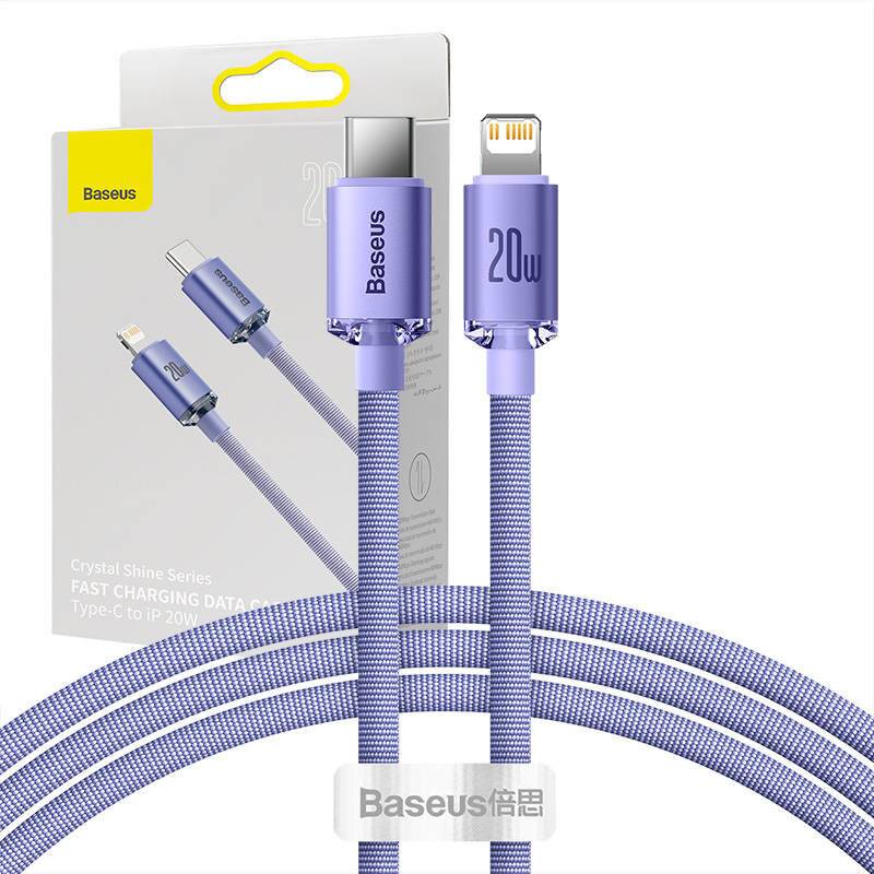 Baseus Crystal Shine Kabel USB-C zu Lightning, 20W, PD, 1.2m (lila)