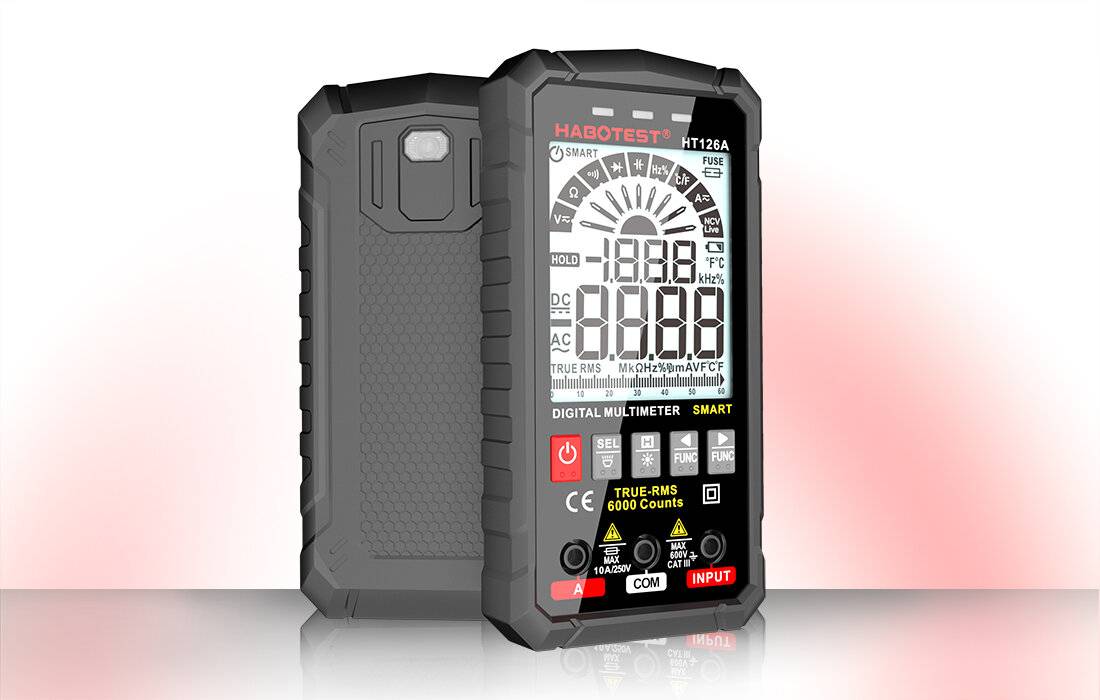 Habotest HT126A Digital-Multimeter, CAT III 600V, 6000 Counts, True RMS