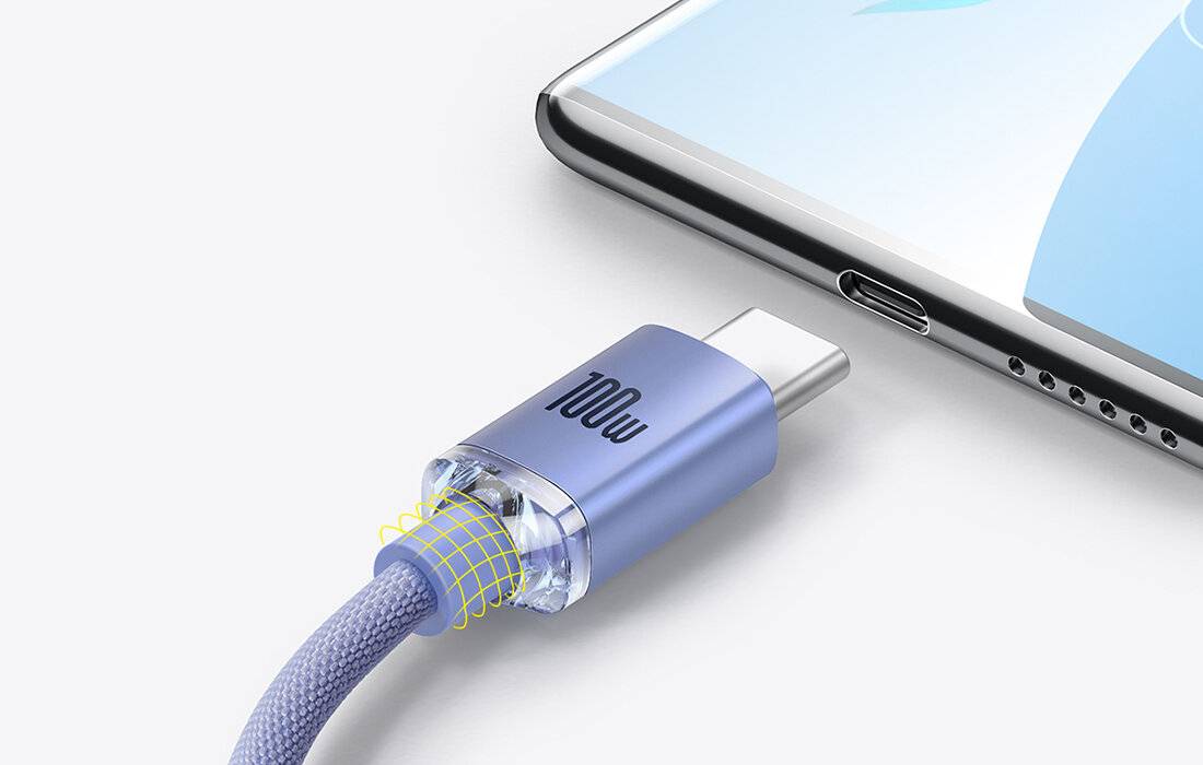 Baseus Crystal Shine Kabel USB zu USB-C, 5A, 1,2m (lila)