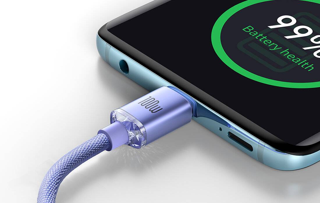 Baseus Crystal Shine Kabel USB-C auf USB-C, 100W, 1,2m (lila)