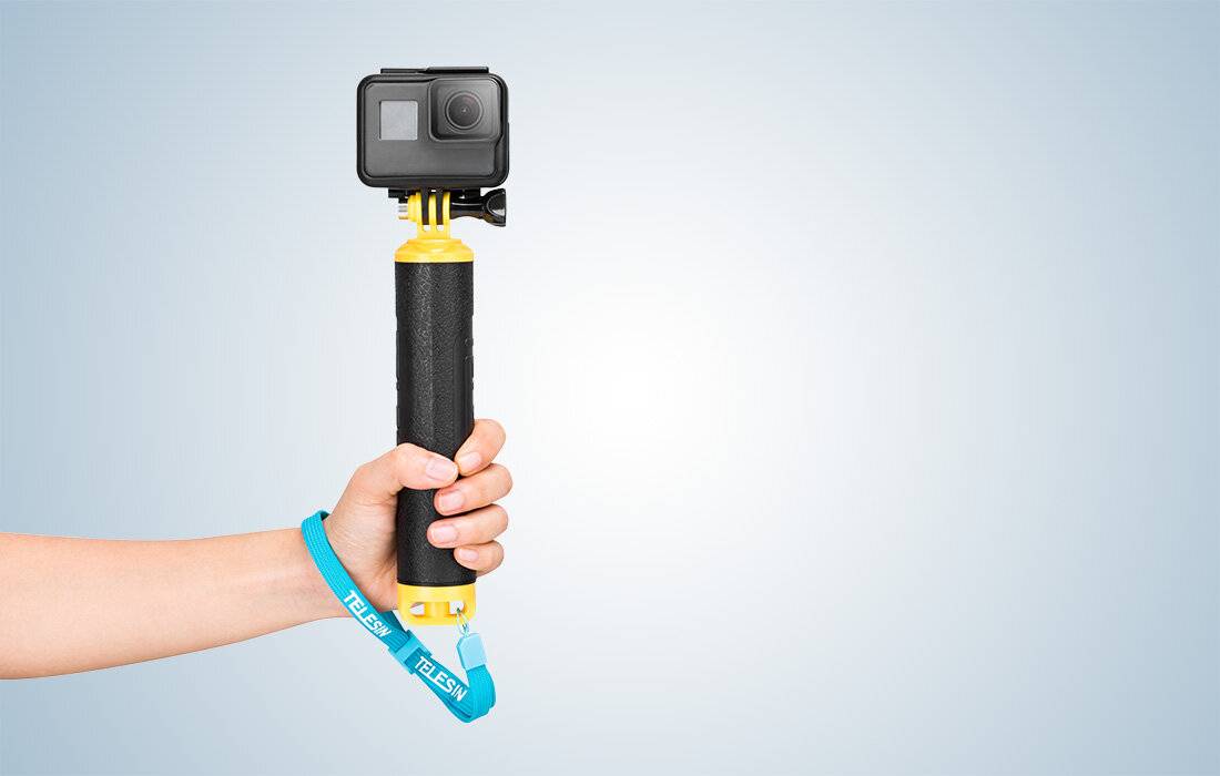 Gummierter schwimmender Handgriff Telesin für Action- und Sportkameras (GP-MNP-300-YL)