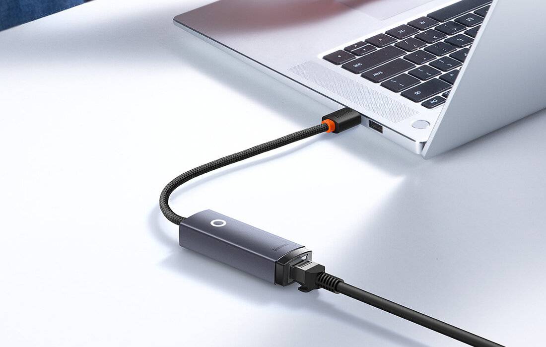 Netzwerkadapter Baseus Lite Serie USB auf RJ45, 1000Mbps (grau)