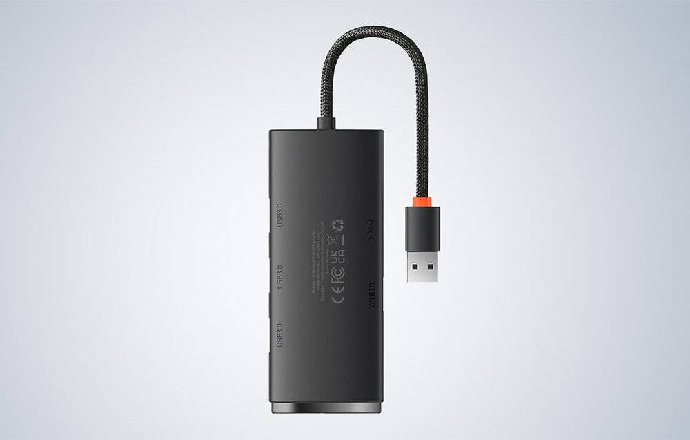 Baseus Lite Series Hub 4in1 USB auf 4x USB 3.0, 25cm (Schwarz)