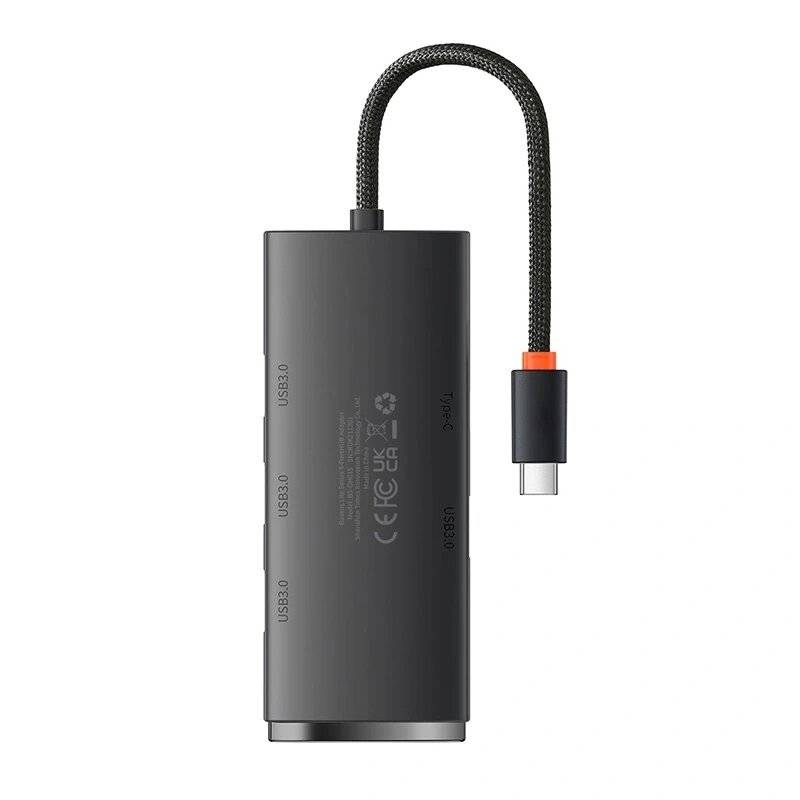 Baseus Lite Series Hub 4in1 USB-C auf 4x USB 3.0 + USB-C, 25cm (Schwarz)