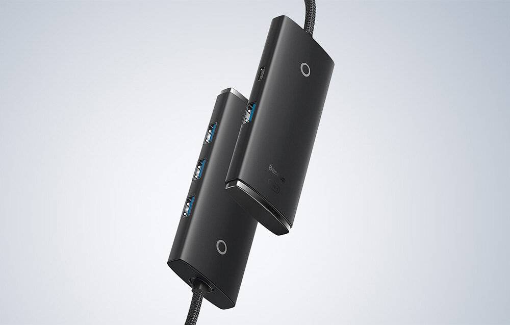 Baseus Lite Series Hub 4in1 USB-C auf 4x USB 3.0 + USB-C, 1m (Schwarz)