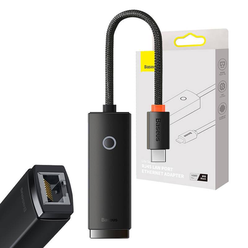 Netzwerkadapter Baseus Lite Serie USB-C auf RJ45 (schwarz)