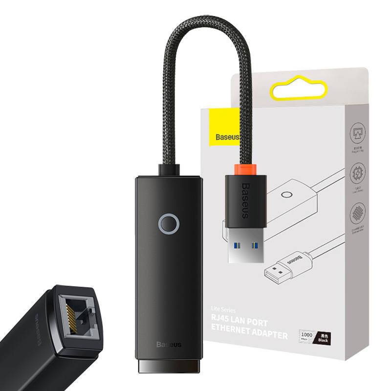 Netzwerkadapter Baseus Lite Serie USB auf RJ45 (schwarz)
