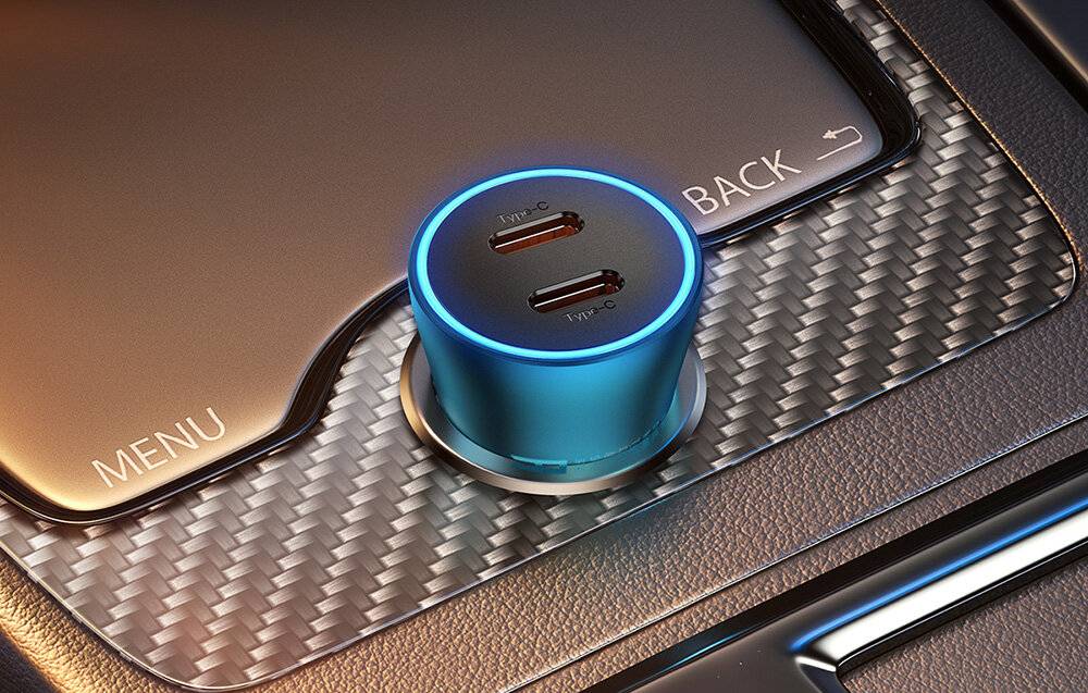 Baseus Golden Contactor Pro Autoladegerät, 2x USB-C, 40W (blau)