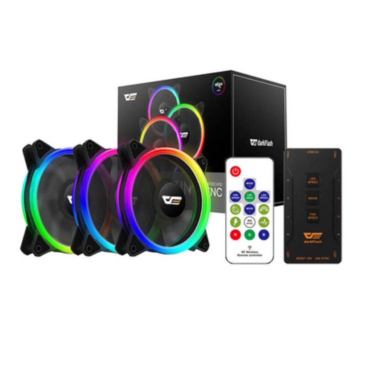 Darkflash DR12 Pro RGB Lüfter-Set 3in1 mit Fernbedienung (120?mm, schwarz)