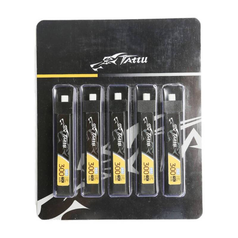 Tattu LiPo 300mAh 3.8V 75C 1S1P HV BT2.0.5 Akku (5Stück)