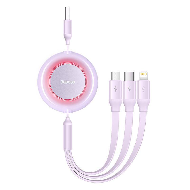Baseus Bright Mirror 2, 3-in-1 USB 3-in-1 Kabel für micro USB / USB-C / Lightning 3.5A 1.1m (Lila)