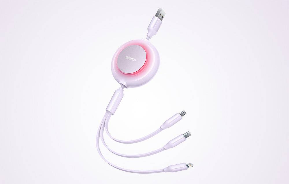 Baseus Bright Mirror 2, 3-in-1 USB 3-in-1 Kabel für micro USB / USB-C / Lightning 3.5A 1.1m (Lila)