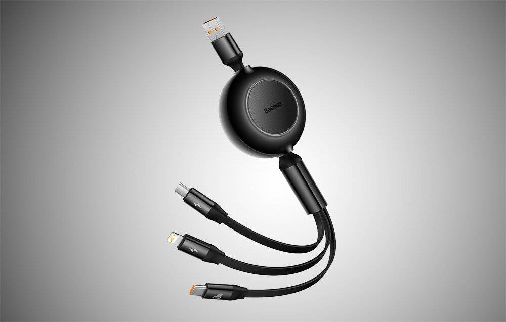 Baseus Bright Mirror 3, USB 3-in-1 Kabel für micro USB / USB-C / Lightning 66W / 2A 1.1m (Schwarz)