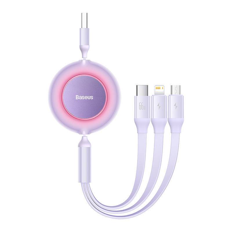 Baseus Bright Mirror 3, USB 3-in-1 Kabel für micro USB / USB-C / Lightning 66W / 2A 1.1m (Lila)