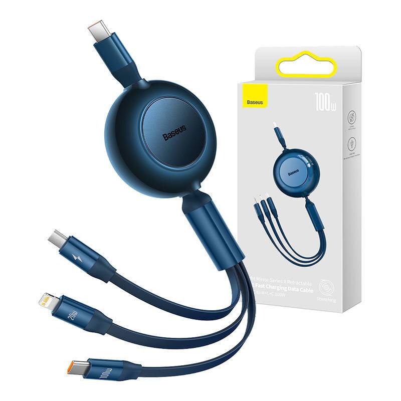 USB-C 3-in-1 Kabel Baseus Bright Mirror 4 für micro USB / USB-C / Lightning 100W / 3.5A 1.1m (Blau)