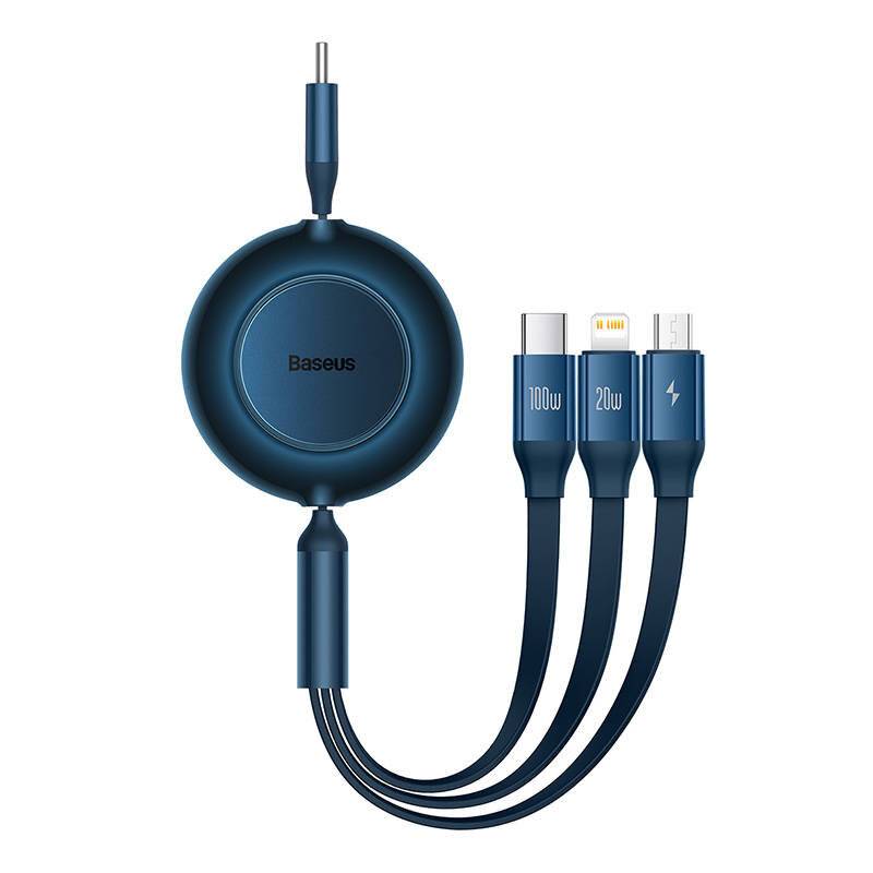 USB-C 3-in-1 Kabel Baseus Bright Mirror 4 für micro USB / USB-C / Lightning 100W / 3.5A 1.1m (Blau)