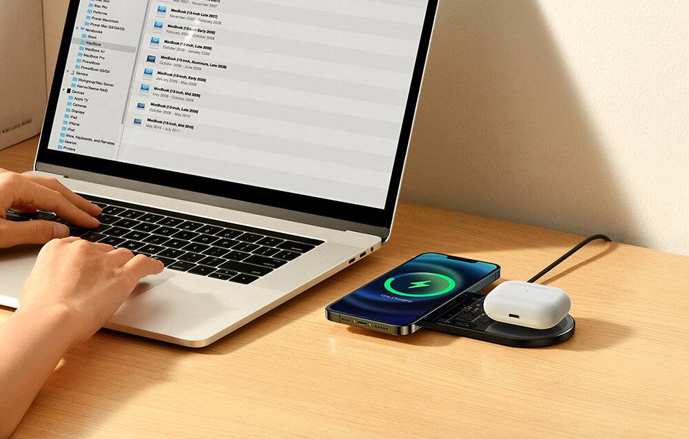 Duales kabelloses Qi-Ladegerät Baseus Digitale LED-Anzeige, 20 W