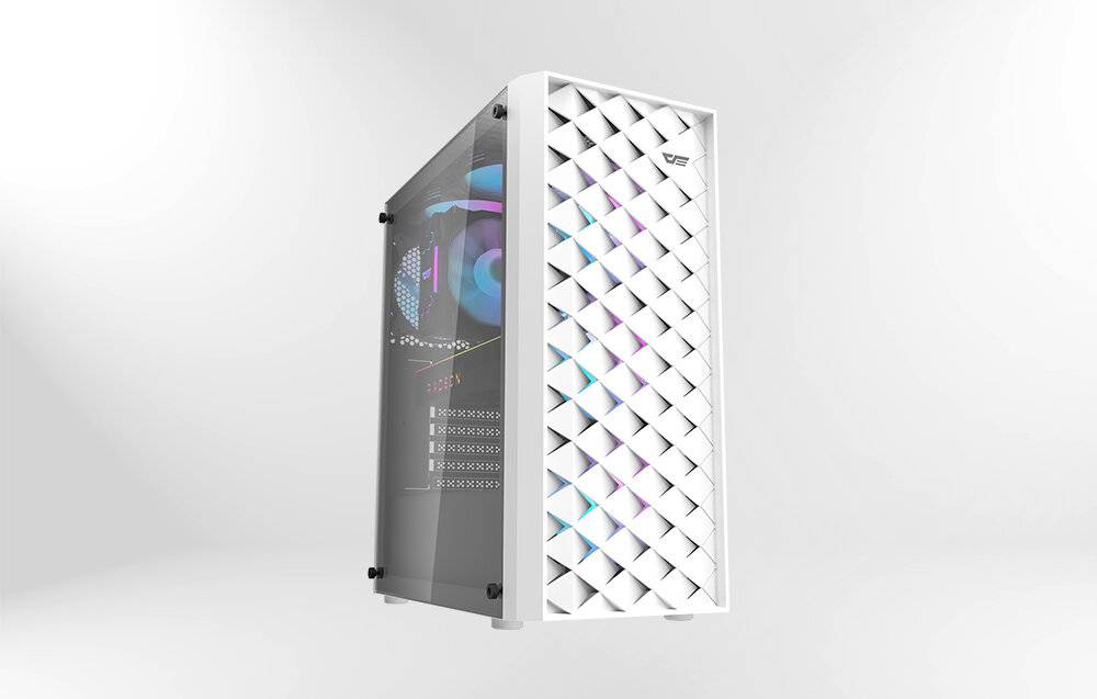 Darkflash DK351 Computergehäuse (weiß) + 4 RGB-Lüfter