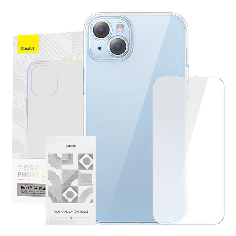 Baseus Crystal Series Hülle für iPhone 14 Plus + gehärtetes Glas