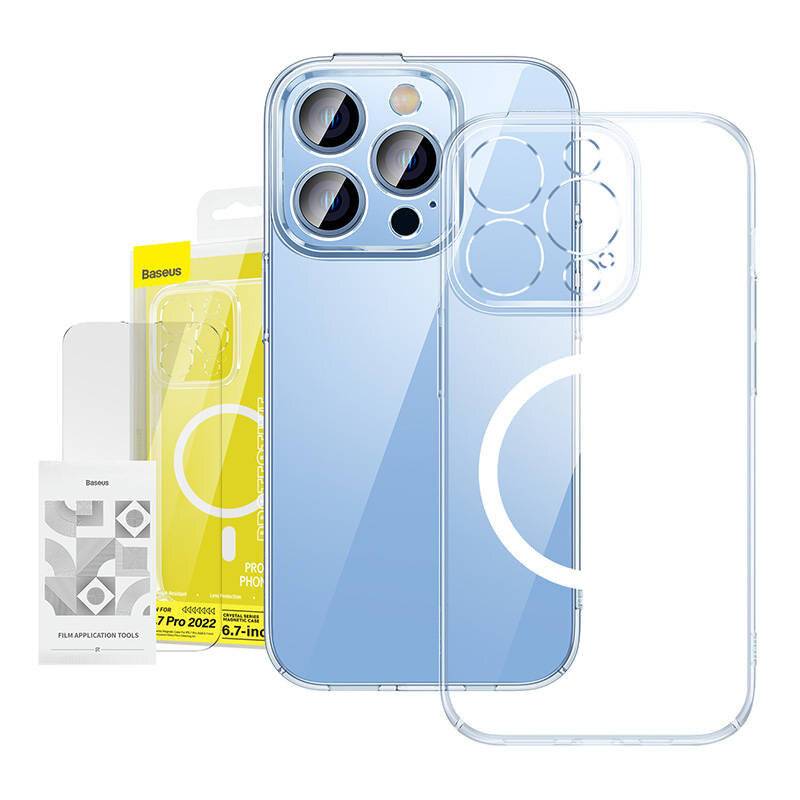 Baseus Crystal Transparent Magnetic Case und gehärtetes Glas Set für iPhone 14 Pro Max