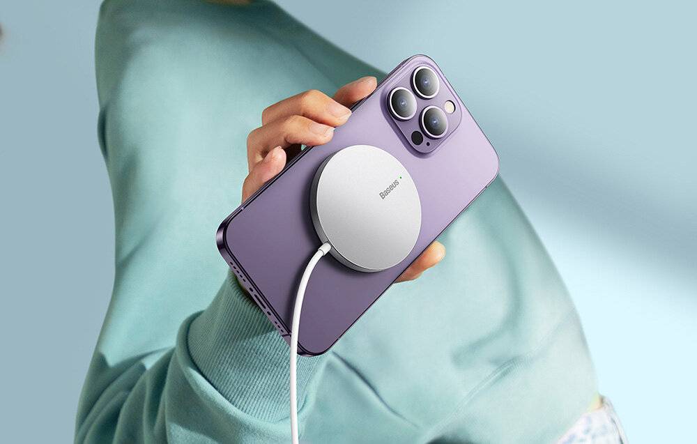 Magnetisches drahtloses Ladegerät Baseus Simple Mini3 15W (Silber)