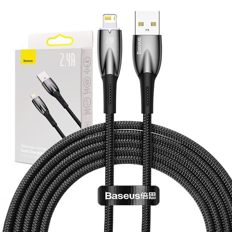 USB-Kabel für Lightning Baseus Glimmer Series, 2,4 A, 2 m (Schwarz)