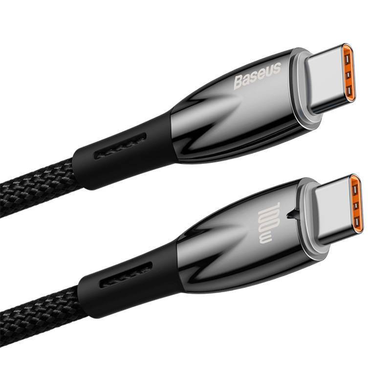 USB-C-Kabel für USB-C Baseus Glimmer Series, 100W, 2m (Schwarz)