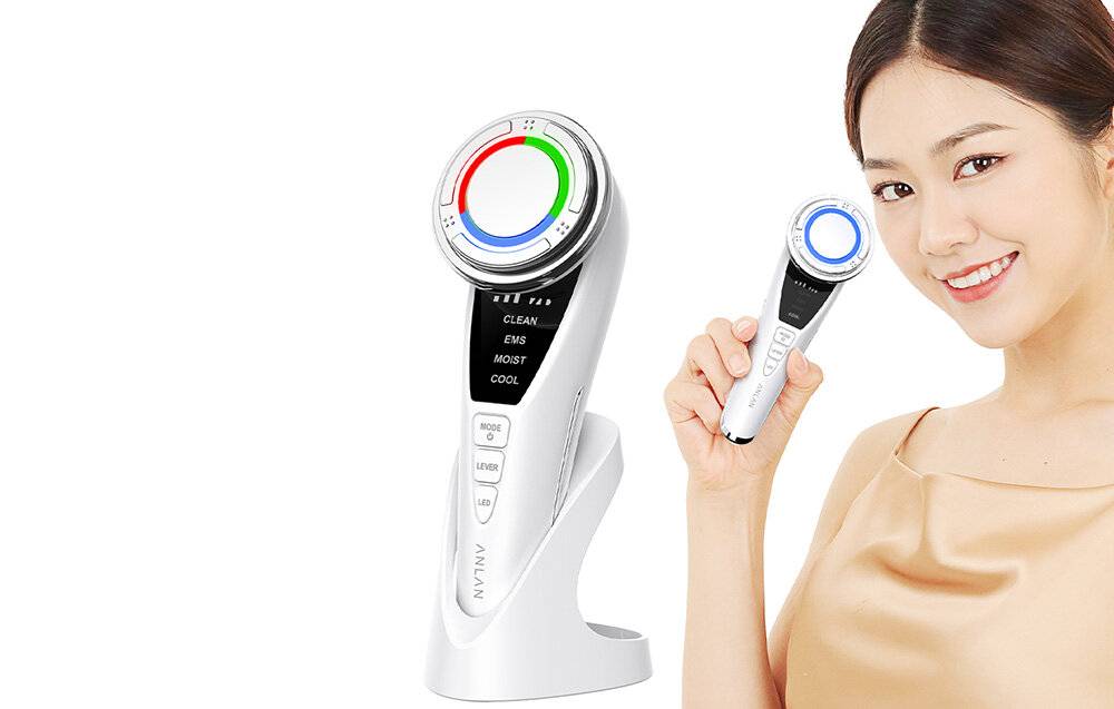 Ultraschall-Gesichtsmassagegerät mit Lichttherapie ANLAN 01-ADRY15-001