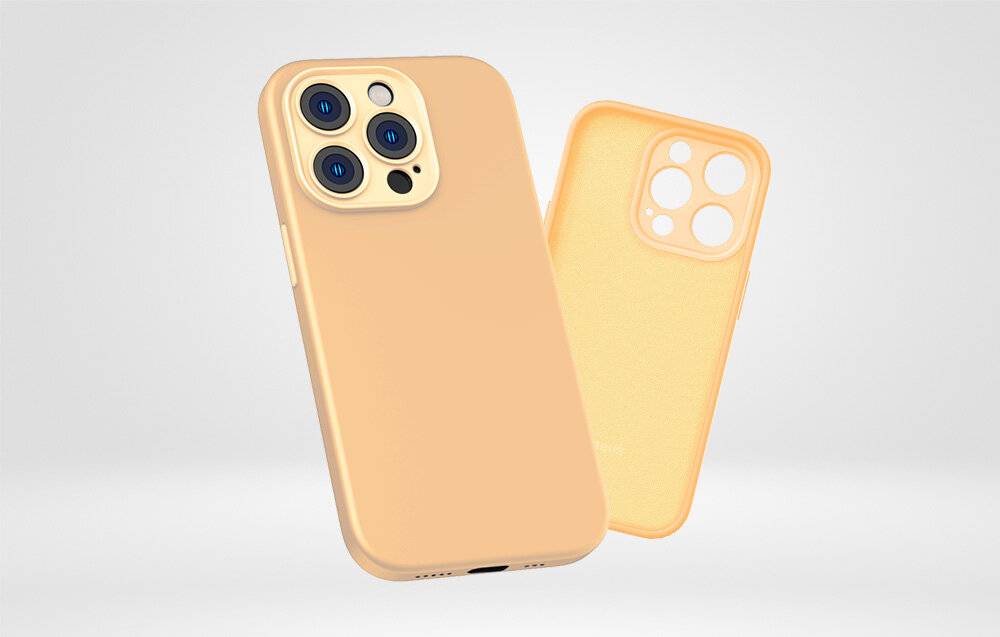 Baseus Liquid Silica Gel Case für iPhone 14 Pro Max (Sunglow)+ gehärtetes Glas + Reinigungskit