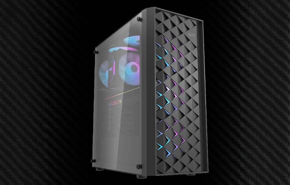 Darkflash DK351 Computergehäuse (schwarz) + 4 RGB-Lüfter