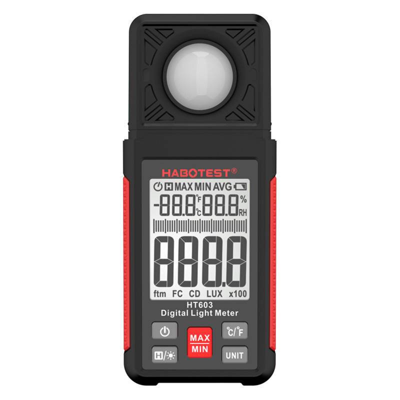 Habotest HT603 Digitaler Belichtungsmesser, 0-100000 Lux, mit Temperatur & Feuchtigkeit