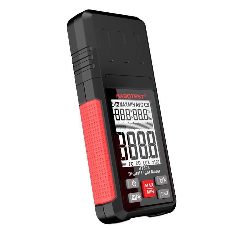 Habotest HT603 Digitaler Belichtungsmesser, 0-100000 Lux, mit Temperatur & Feuchtigkeit