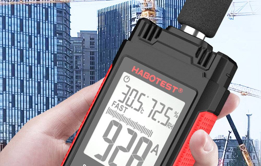 Habotest HT602B Schallpegelmesser, 30-130 dB, USB-Anschluss, LCD-Farbdisplay