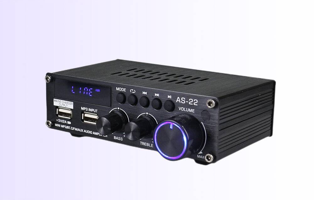 Blitzwolf AS-22 Audioverstärker, 45W, Bluetooth 5.0, USB + Fernbedienung (schwarz)