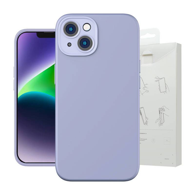 Baseus Liquid Silica Gel Case für iPhone 14 Plus (lavendel)+ gehärtetes Glas + Reinigungskit