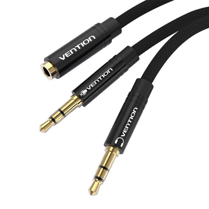 Kabel Audio-Miniklinke 3,5 mm weiblich 2x Miniklinke männlich Vention BBLBAB 0,6m schwarz