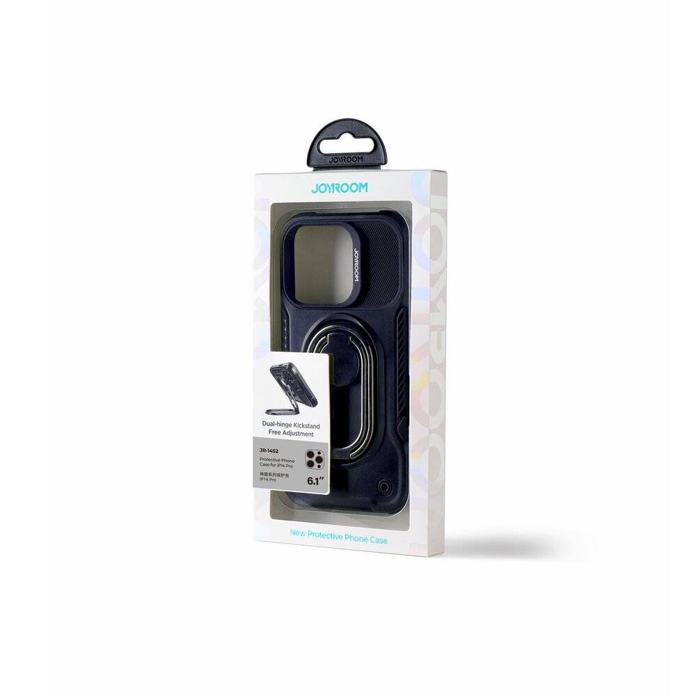 Joyroom-Handyhülle für iPhone 14 Pro Max, mit dunkelblauer Farbe und integriertem Ring-Ständer für 6,7-Zoll-Bildschirm.